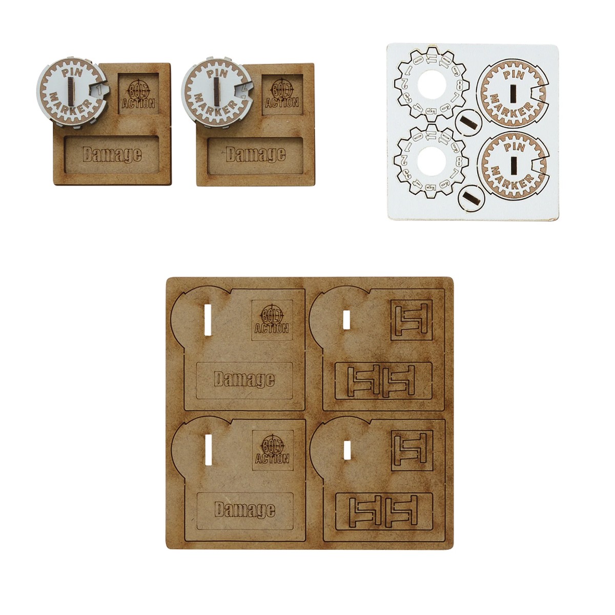 Bolt Action 3 MDF Vehicle Pin Markers