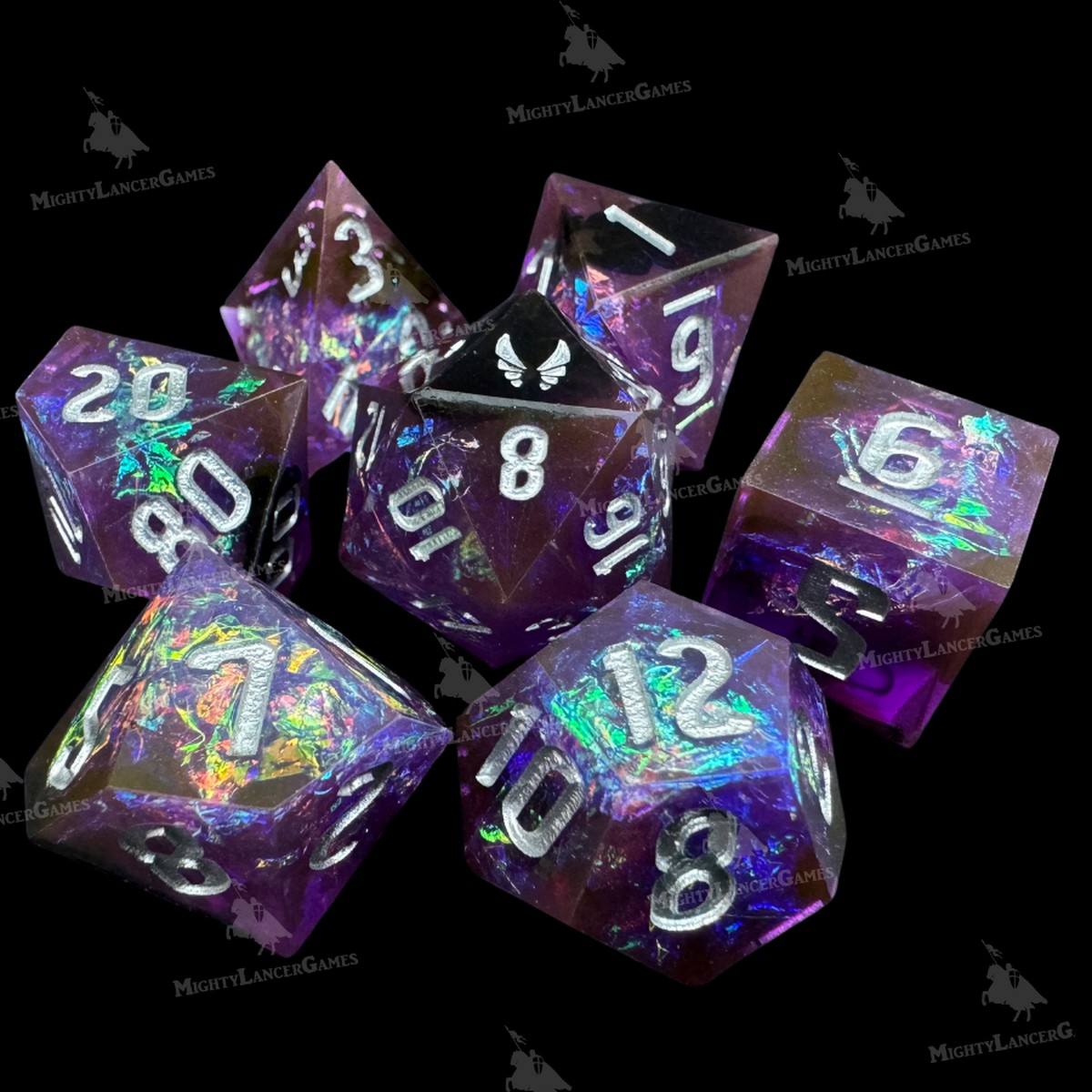 Purple Iridescent Inclusion RPG Dice Set
